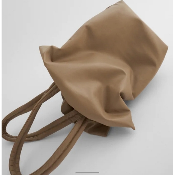 Zara lined button maxi buckle bag in taupe - Picture 2 of 9